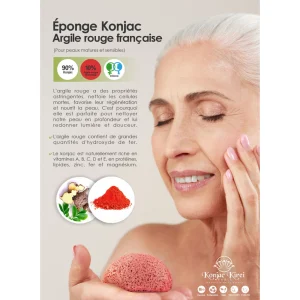 Offres 🛒 Konjac Kirei Paris Eponge Visage – Argile Rouge – Konjac Kirei Paris ✔️ site pas cher 10