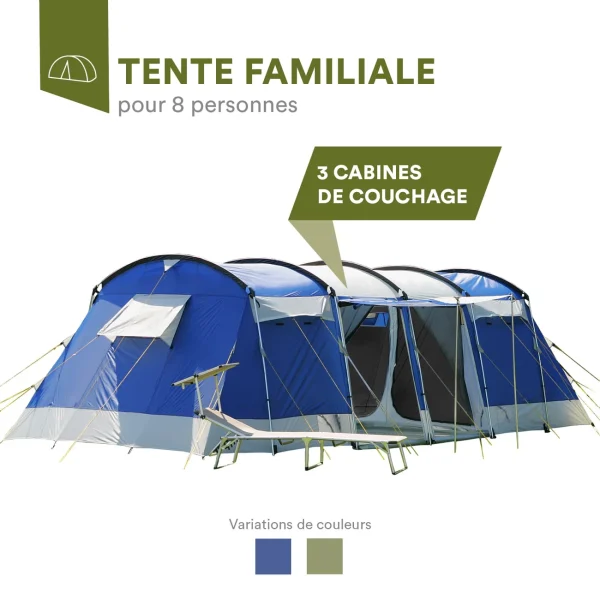 qualité d’originales Offres 💯 Camping Skandika Skandika Tente Tunnel Montana 8 Personnes (bleu) ✨ 3