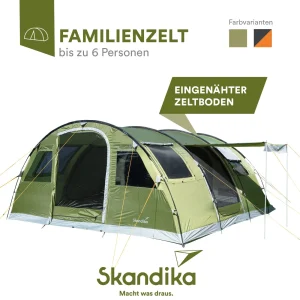 Vente flash ⌛ Camping Skandika Gotland 6 Sleeper Protect – Tente Tunnel 6 Pers. – Sol Cousu – Cabines Noires 👍 10