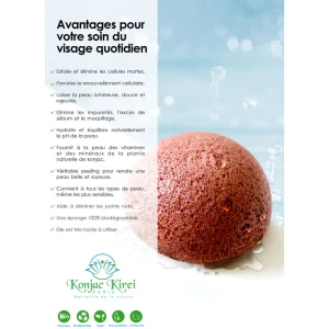 Offres 🛒 Konjac Kirei Paris Eponge Visage – Argile Rouge – Konjac Kirei Paris ✔️ site pas cher 12