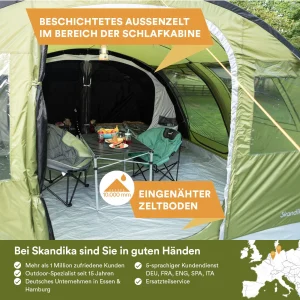 Vente flash ⌛ Camping Skandika Gotland 6 Sleeper Protect – Tente Tunnel 6 Pers. – Sol Cousu – Cabines Noires 👍 14