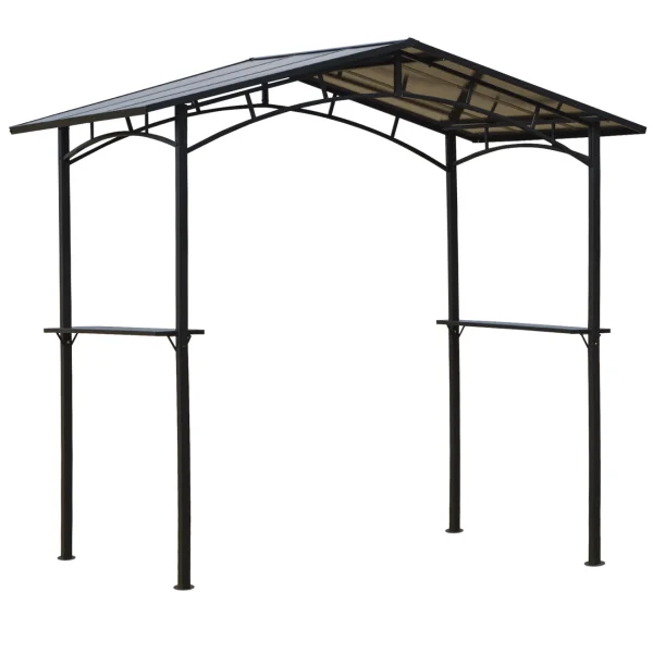 Top 10 ✔️ Outsunny Pavillon Jardin – Abri Barbecue – Steakhouse 2 Étagères – Toit De Barbecue – Dim. 2,46l X 1,49l X 2,30h M – Alu. Métal Noir Toit Polycarbonate 🎁 1