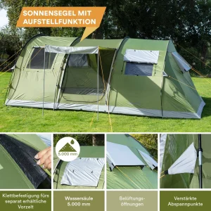 Vente flash ⌛ Camping Skandika Gotland 6 Sleeper Protect – Tente Tunnel 6 Pers. – Sol Cousu – Cabines Noires 👍 18