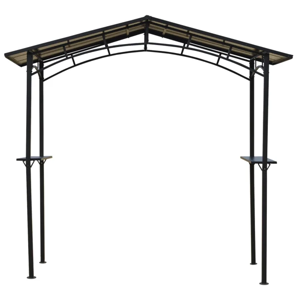 Top 10 ✔️ Outsunny Pavillon Jardin – Abri Barbecue – Steakhouse 2 Étagères – Toit De Barbecue – Dim. 2,46l X 1,49l X 2,30h M – Alu. Métal Noir Toit Polycarbonate 🎁 5