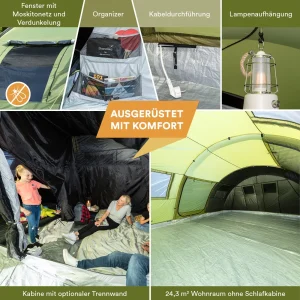 Vente flash ⌛ Camping Skandika Gotland 6 Sleeper Protect – Tente Tunnel 6 Pers. – Sol Cousu – Cabines Noires 👍 16