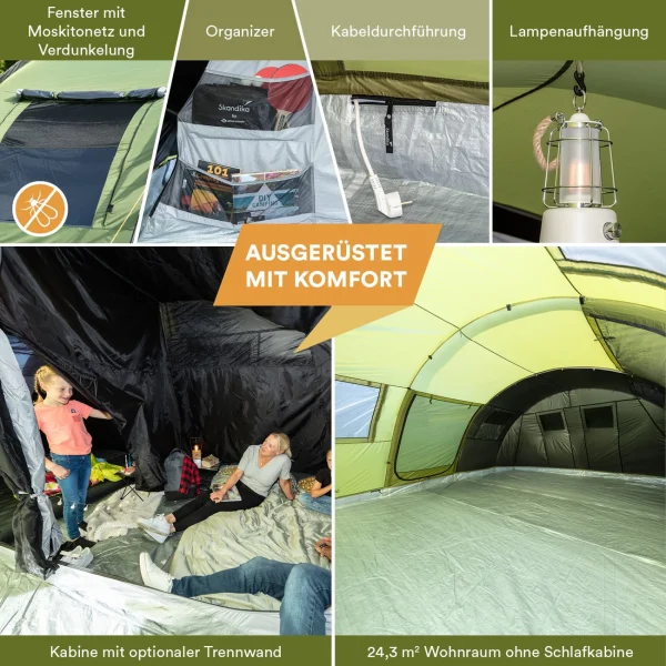 Vente flash ⌛ Camping Skandika Gotland 6 Sleeper Protect – Tente Tunnel 6 Pers. – Sol Cousu – Cabines Noires 👍 6