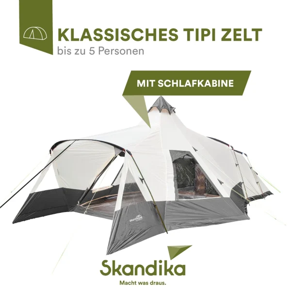 Remise ✨ Camping Skandika Navaho – Tente Familiale Tipi – 5 Personnes – 720 X 470 Cm – Sol Cousu ⌛ 3