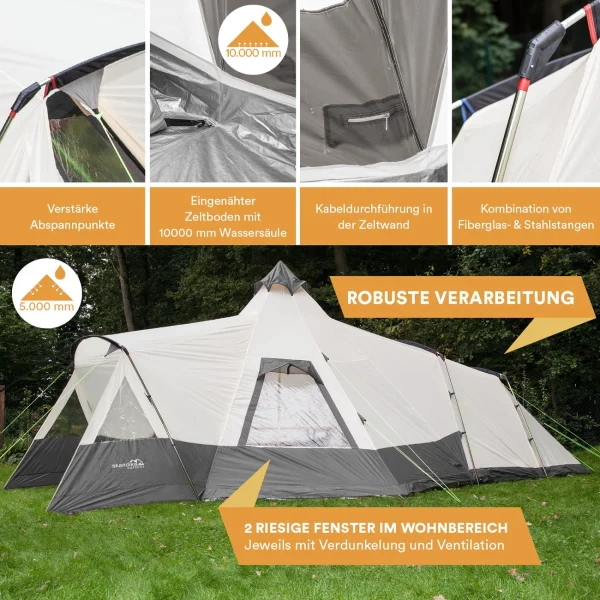 Remise ✨ Camping Skandika Navaho – Tente Familiale Tipi – 5 Personnes – 720 X 470 Cm – Sol Cousu ⌛ 7