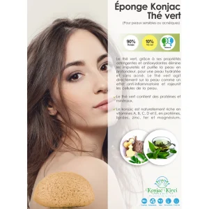 Le moins cher 🧨 Konjac Kirei Paris Eponge Visage – The Vert – Konjac Kirei Paris ⭐ Paris 10