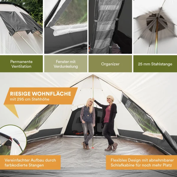 Remise ✨ Camping Skandika Navaho – Tente Familiale Tipi – 5 Personnes – 720 X 470 Cm – Sol Cousu ⌛ 5