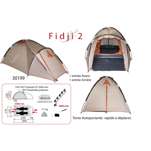 Acheter 💯 Camping Freetime Fidji 2 Pl. Tentes 2 Places-tente Autoportante De Camping-freetime ✔️ 3